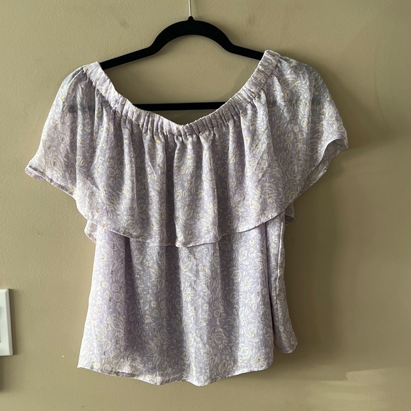 Express Light Purple & White Floral Print On-Off Shoulder Top - Picture 7 of 12